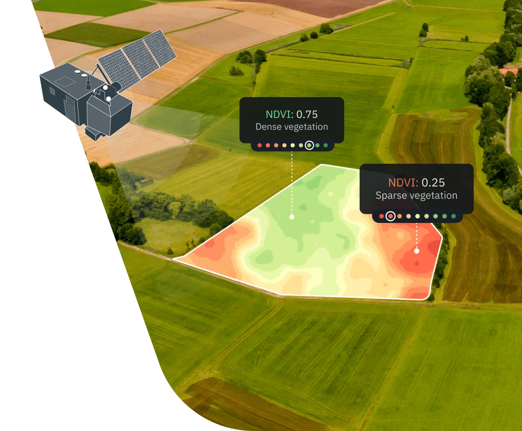 NDVI detection by satellites