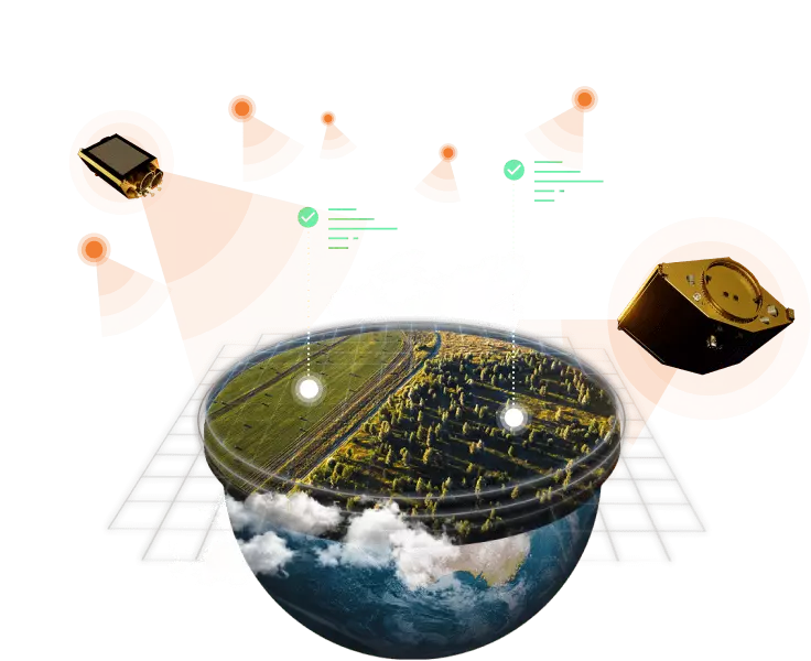 Satélites EOS SAT monitorizando campos y bosques