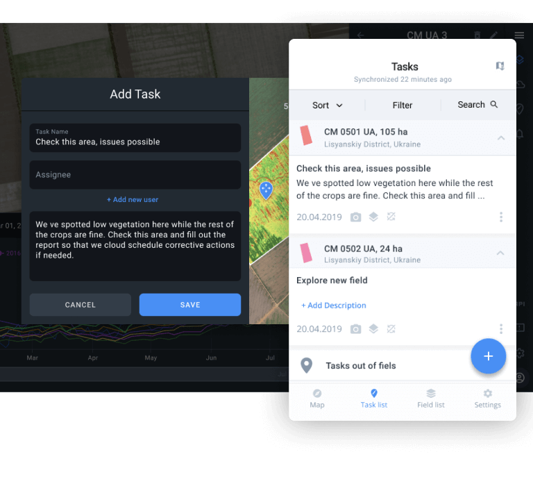 captura de pantalla de la aplicación de exploración de campo