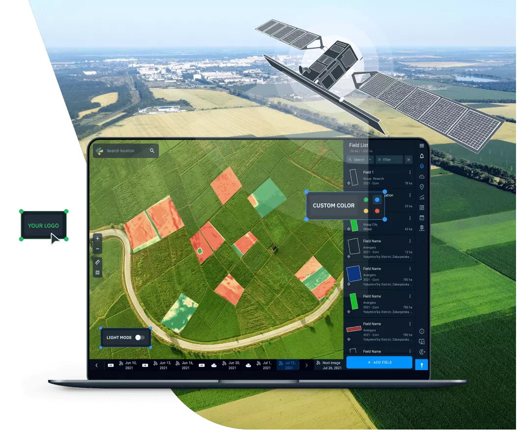 ilustración de monitorización por satélite de marca blanca